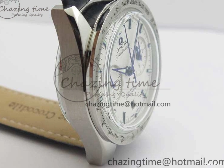 0808 Unique Speedmaster ’57 Co-Axial OMF 1:1 Best Edition White Dial Blue Markers A9300 (Free Leather Strap) 8132